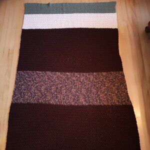 Homemade Crochet 47"x 71" Sage Ivory Brown Multi Brown & Grey Afghan / Throw